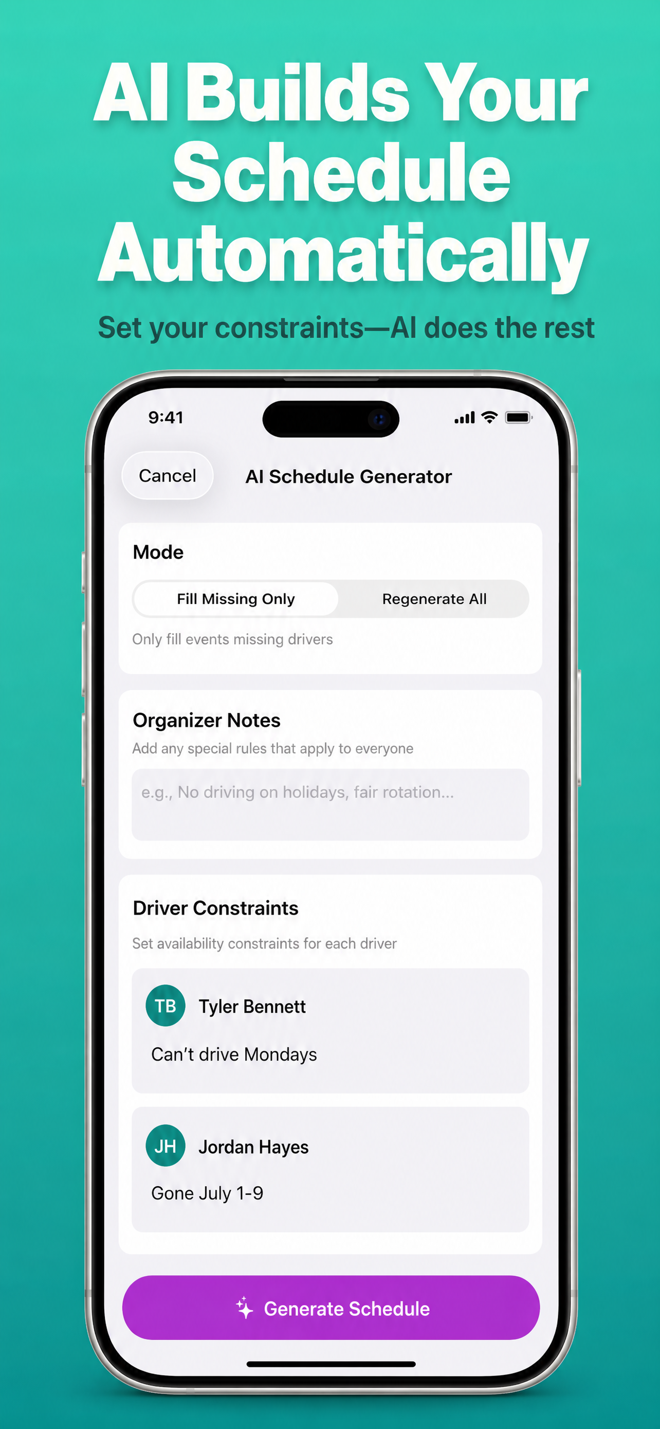 AI builds your schedule automatically